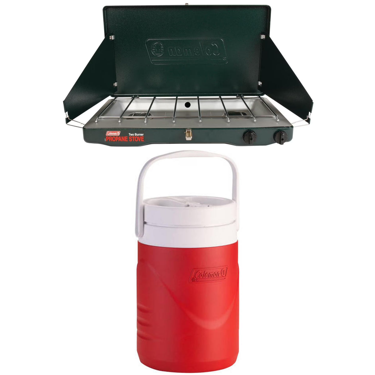 2-Burner Propane Stove with 1 Gallon Jug T108361