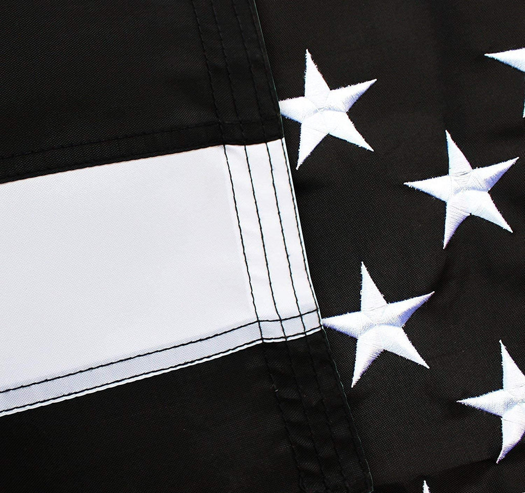 Thin Blue Line Flag 3x5 ft with Embroidered Stars and 2 Brass Grommets E470