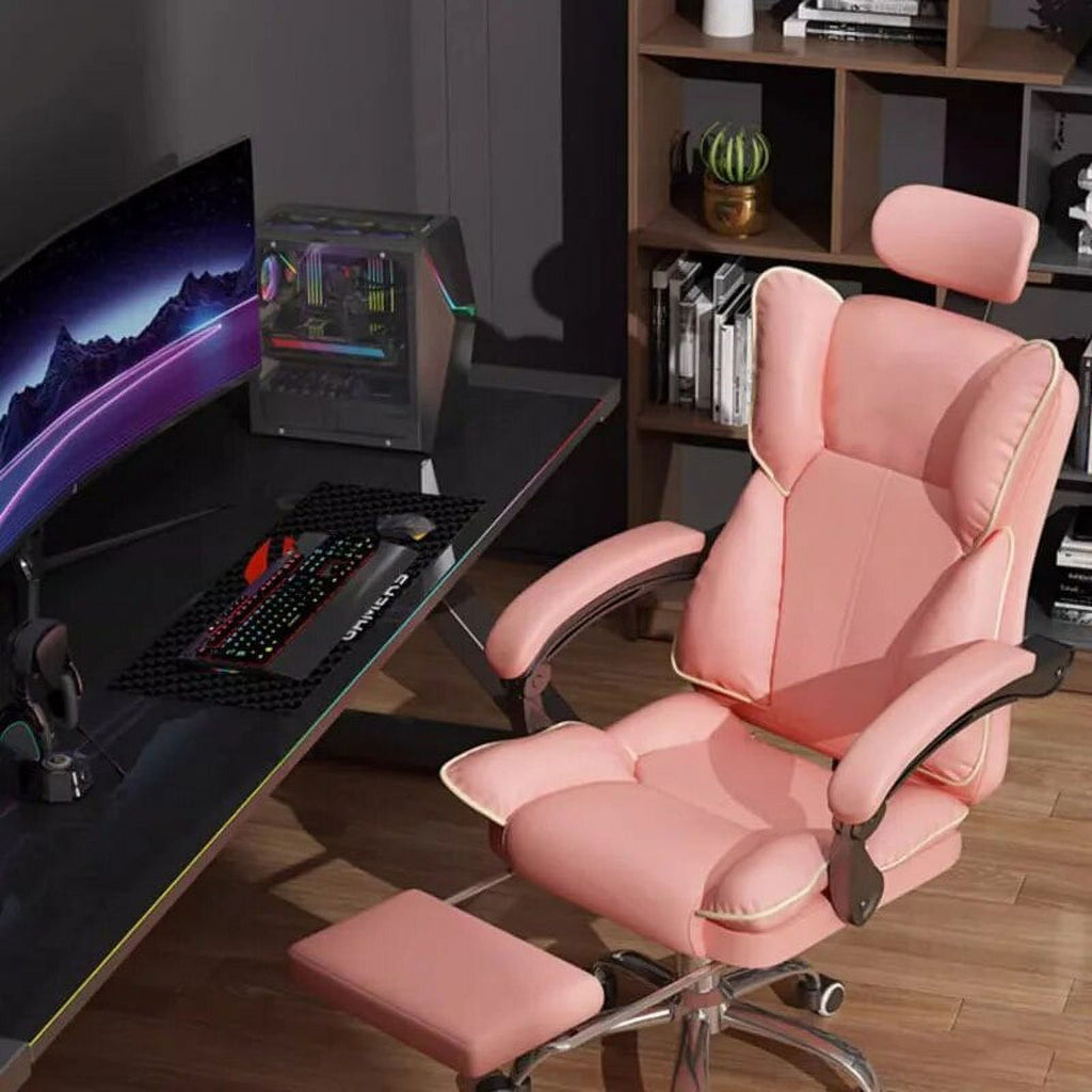 Leather Office Chair with Footrest and Wheels O360460