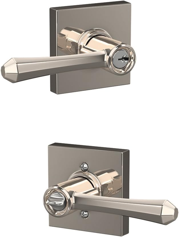 Polished Nickel Keyed Entry Lever Lock, Pack of 2 P45236