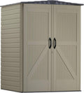 Large Plastic Vertical Resin Weather Resistant Storage Shed, 5 x 6 Feet, Sandstone F2953