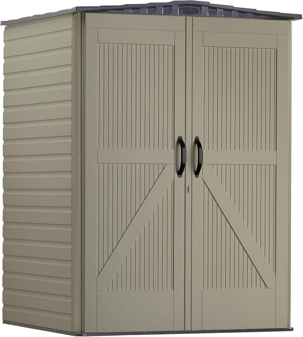 Large Plastic Vertical Resin Weather Resistant Storage Shed, 5 x 6 Feet, Sandstone F2953