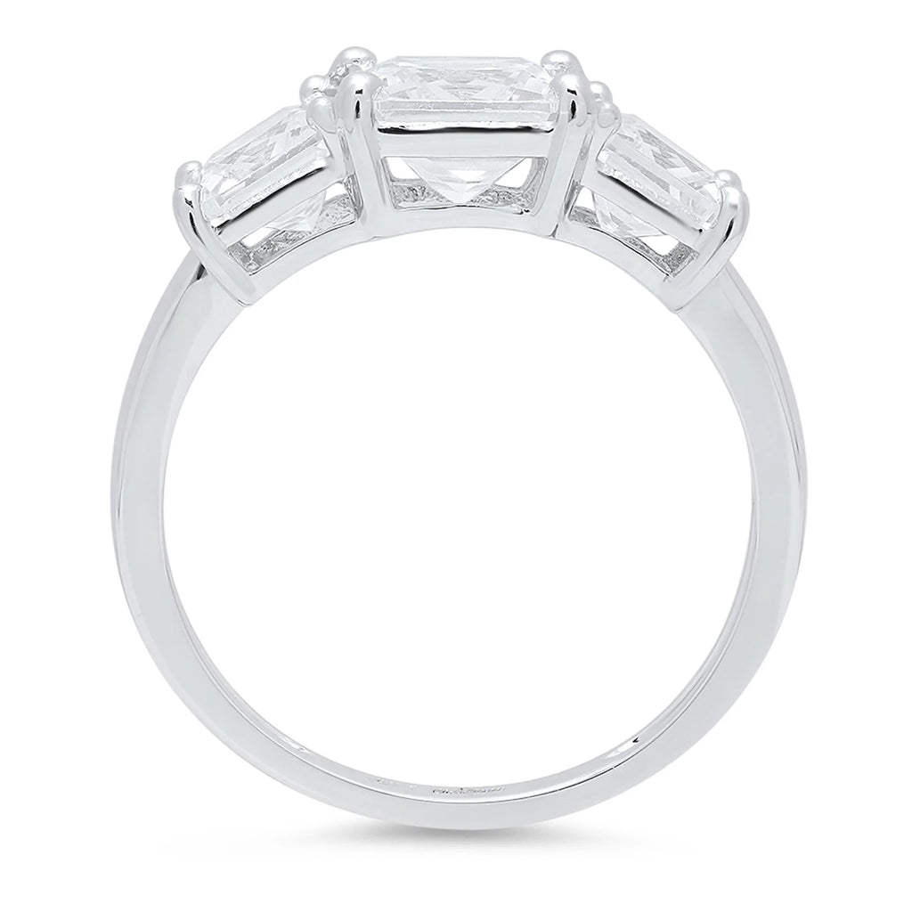 14K White Gold Three-Stone Diamond Engagement Ring size 6.5 F984615