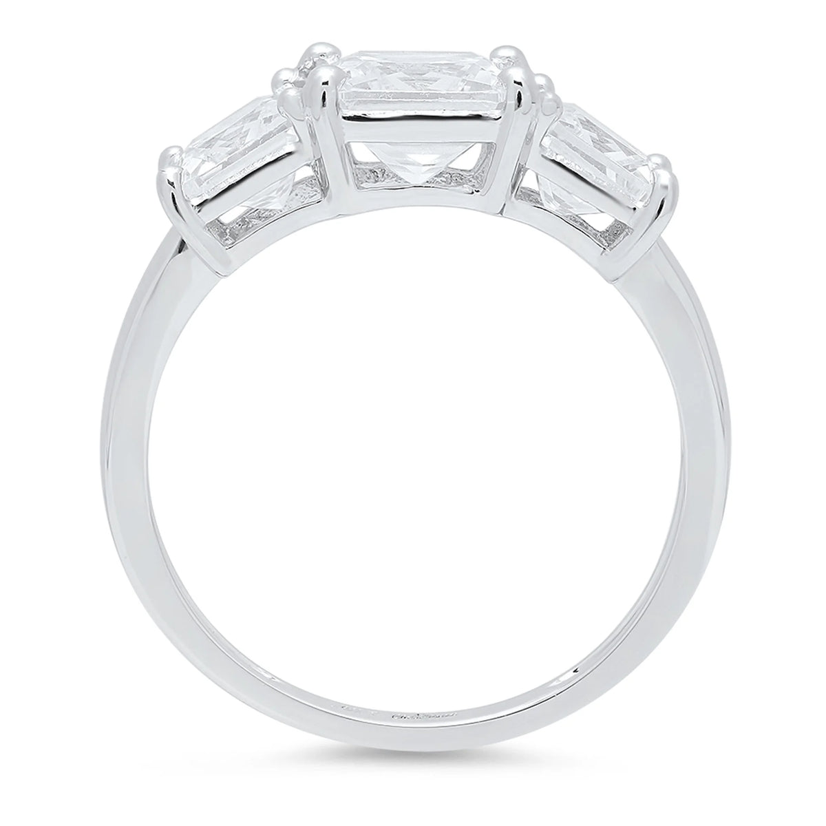 14K White Gold Three-Stone Diamond Engagement Ring size 6.5 F984615