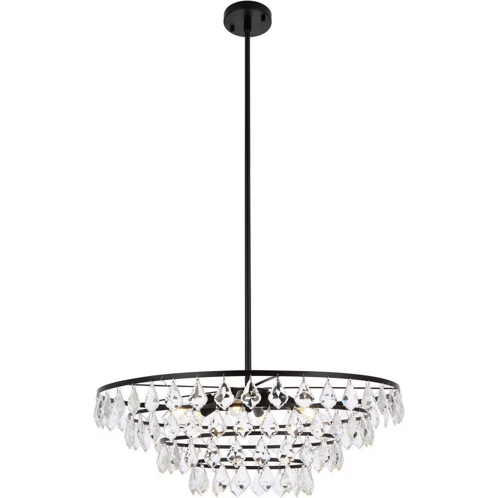 Black Finish 6 Light Pendant, 10 inches Tall and 28 inches Wide N442055