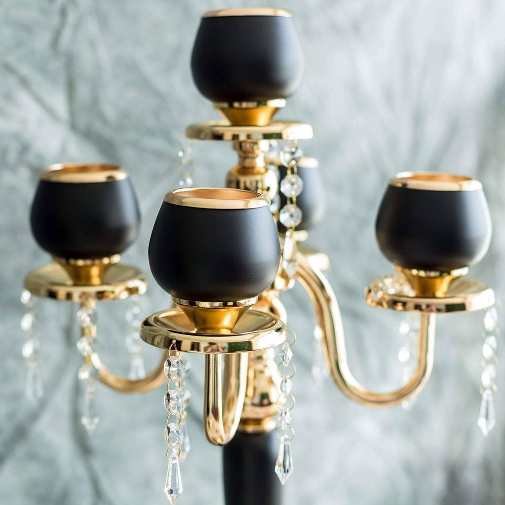 Gold and Black Metallic Candelabra Candle Holder C43417