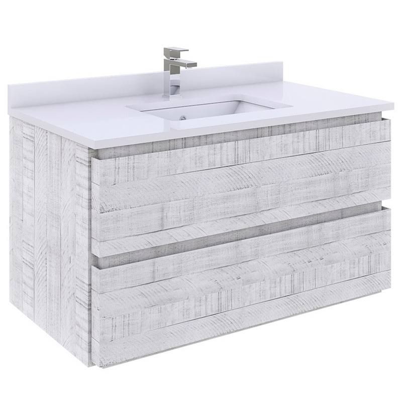 Rustic White Wall Hung Bathroom Cabinet E66049