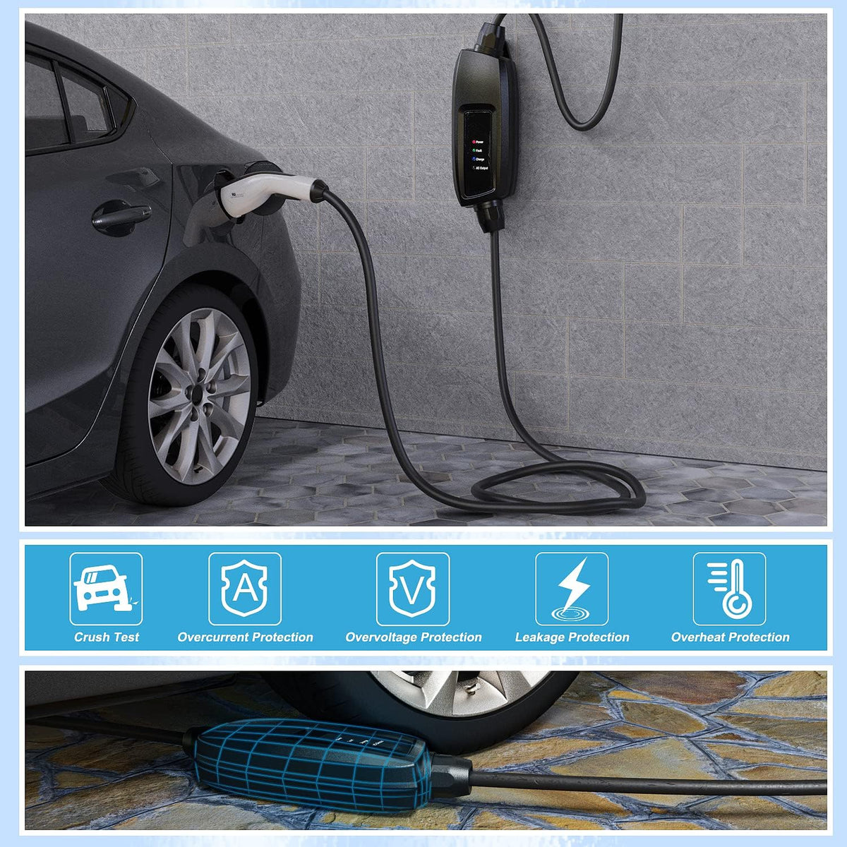 Portable Level 1 EV Charger (110V, 16A, 25ft) J36767
