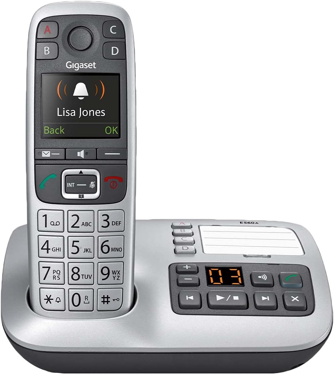 Cordless Phone with Answering Machine and SOS Key, Platinum Y280