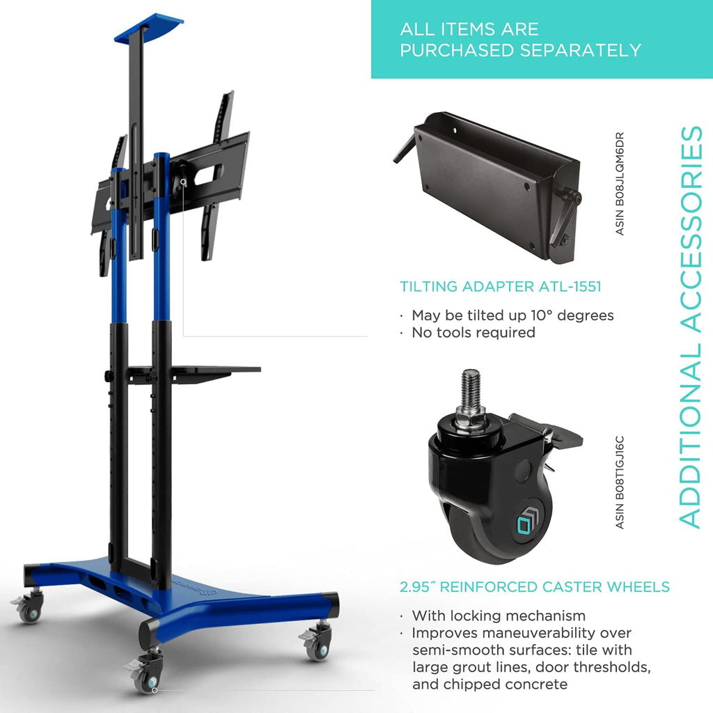 Mobile TV Stand Rolling TV Cart for 40” – 70” Flat Curved Screen TV with Wheels Shelves I477