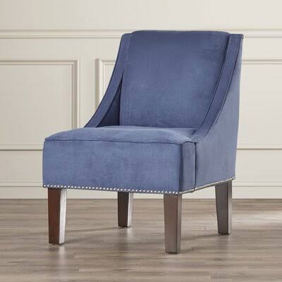 Premier Lazuli Blue Fabric Armchair with Pewter Nailhead Y19154