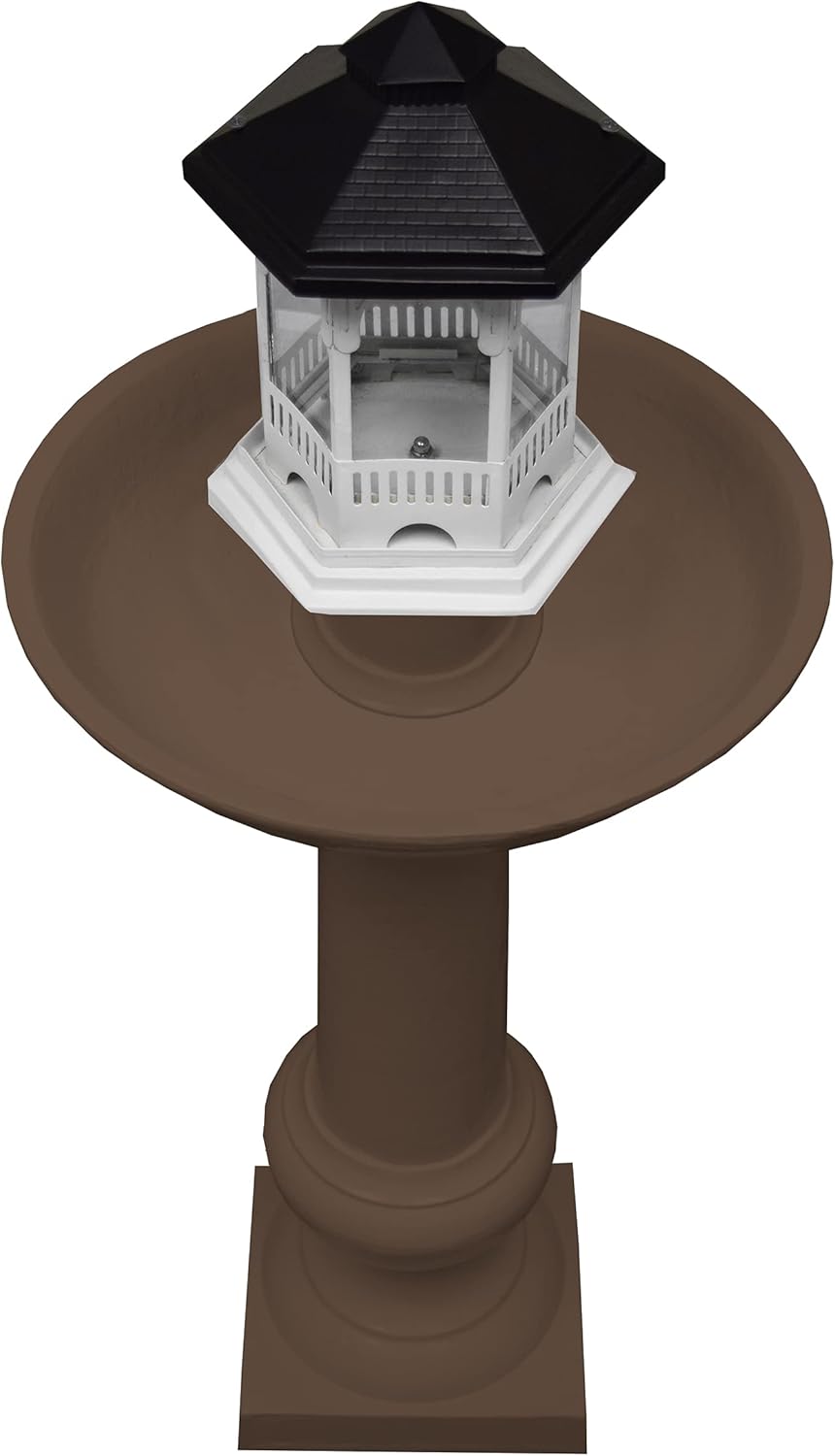Brown Cast Aluminum Bird Bath and Bird Feeder Combo Z38693