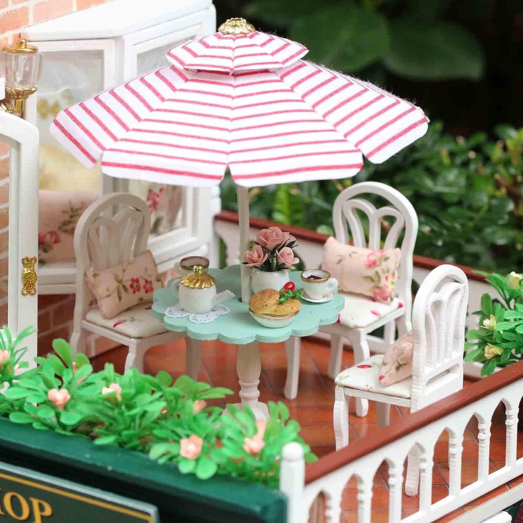 Paris Coffee & Cake Shop Wooden Dollhouse Miniatures DIY Kit with Led Light and Dust Cover Z777194