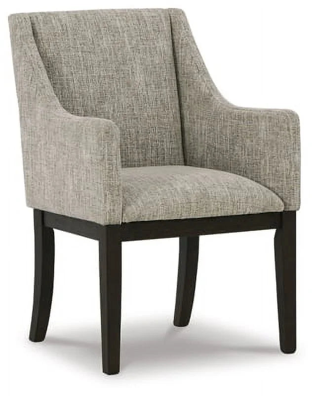 Gray & Dark Brown Upholstered Arm Chair, Set of 2 P55028