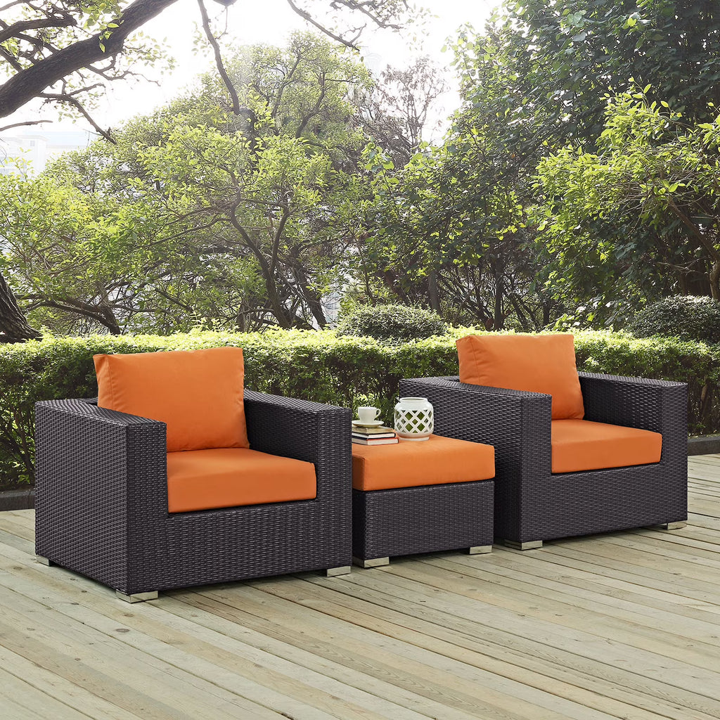 3 Piece Outdoor Patio Sofa Set in Espresso Orange Q877295
