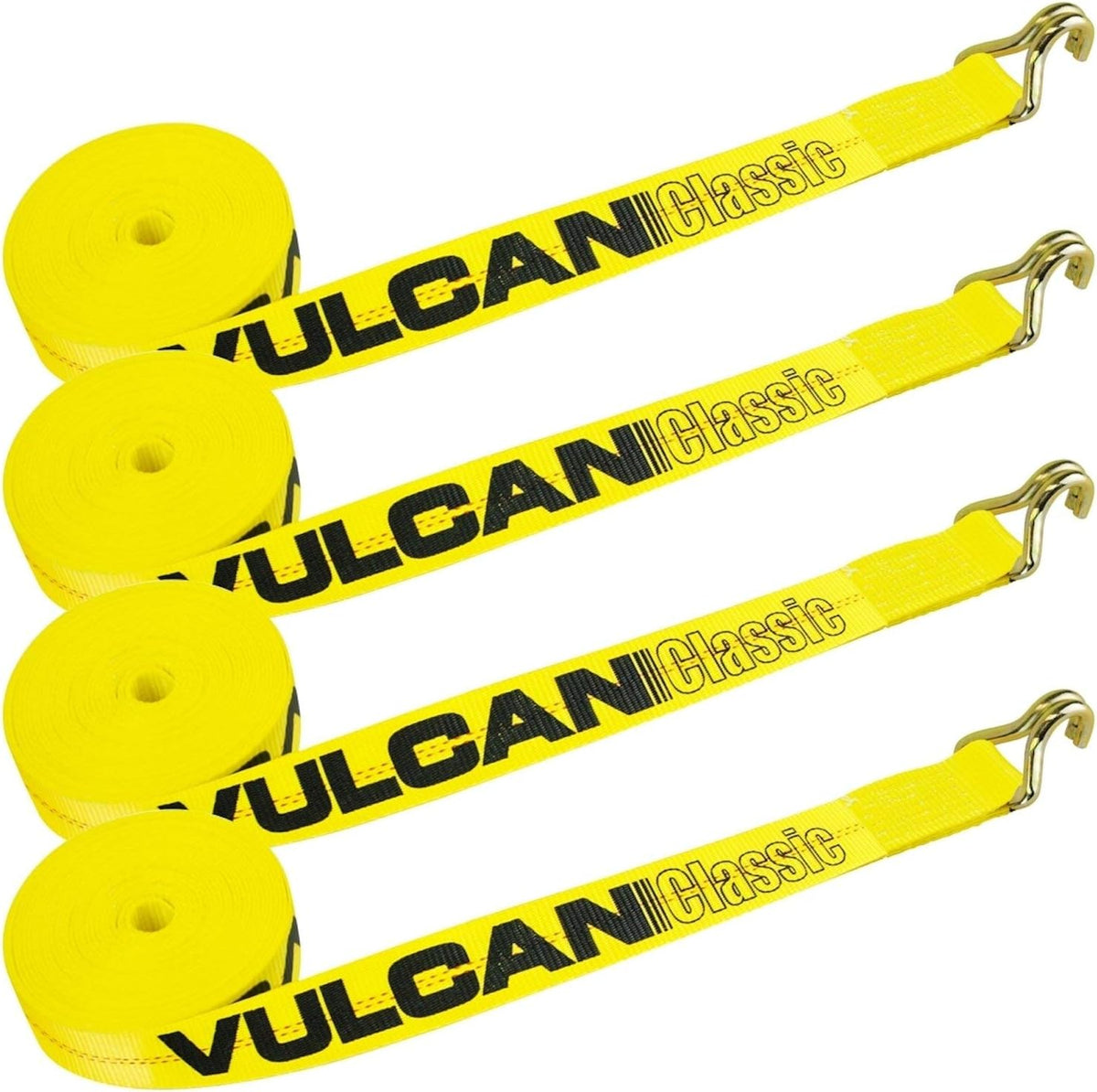 2 Inch x 27 Foot Winch Strap with Wire Hook, 4 Pack, Classic Yellow W342314