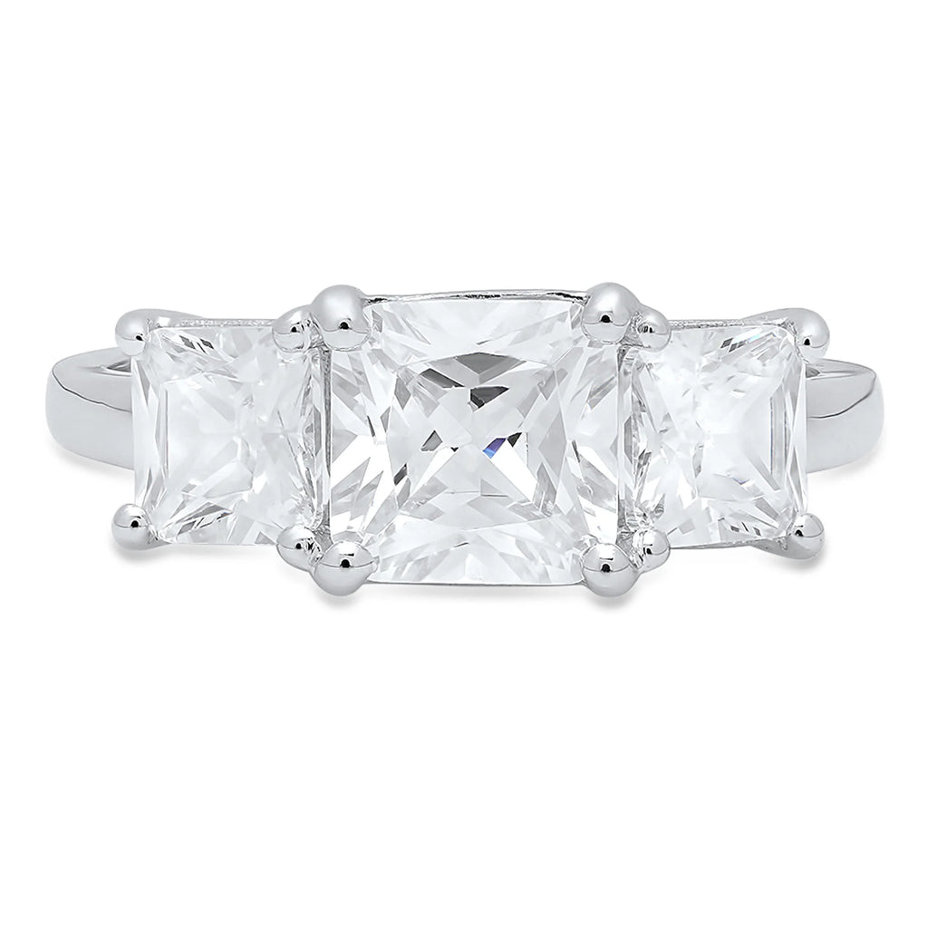 14K White Gold Three-Stone Diamond Engagement Ring size 6.5 F984615