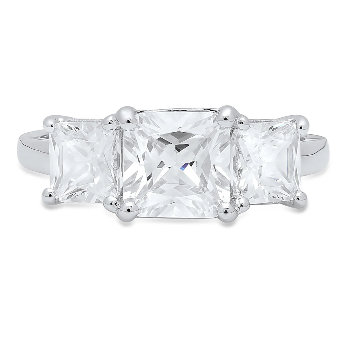 14K White Gold Three-Stone Diamond Engagement Ring size 6.5 F984615
