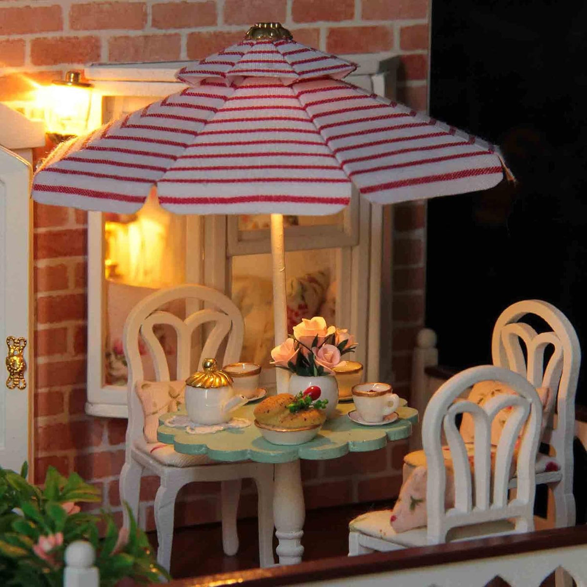 Paris Coffee & Cake Shop Wooden Dollhouse Miniatures DIY Kit with Led Light and Dust Cover Z777194