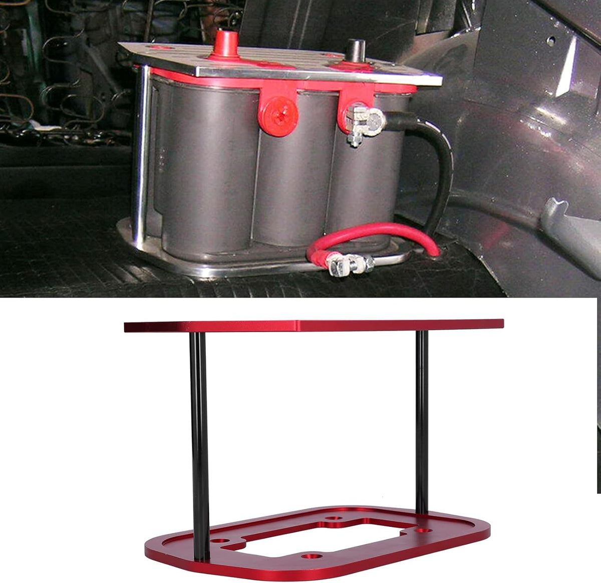 Battery Hold Down Tray Bracket Aluminum Red Pack of 2 O663724