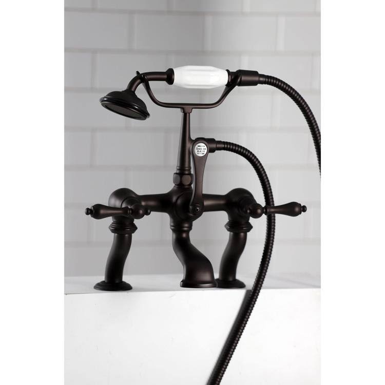 Vintage 7x22 Deck Mount Tub Filler with Hand Shower, Oil Rubbed Bronze S335