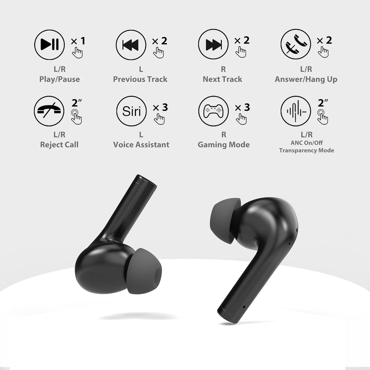 Noise Cancelling Wireless Earbuds with Smart Touch Control, IPX8 Waterproof, Pack of 2 C971073