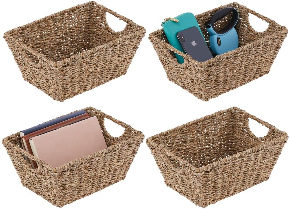 Natural Woven Seagrass Nesting Storage Organizer Basket Bin, 4 Pack V765