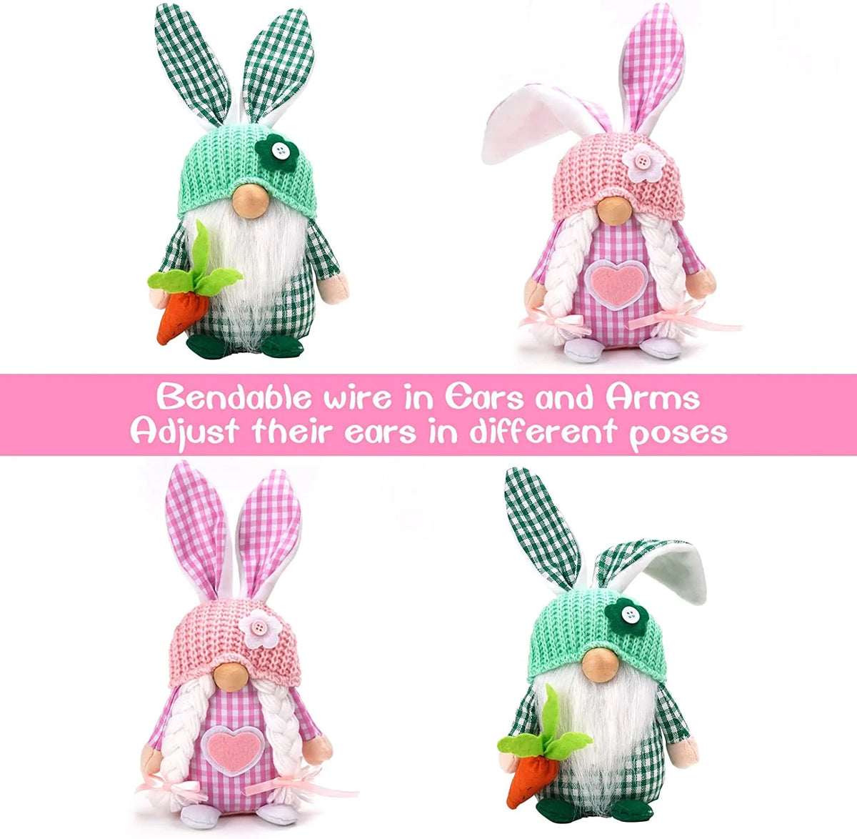2 Pack Handmade Plush Gnome Decor M935529