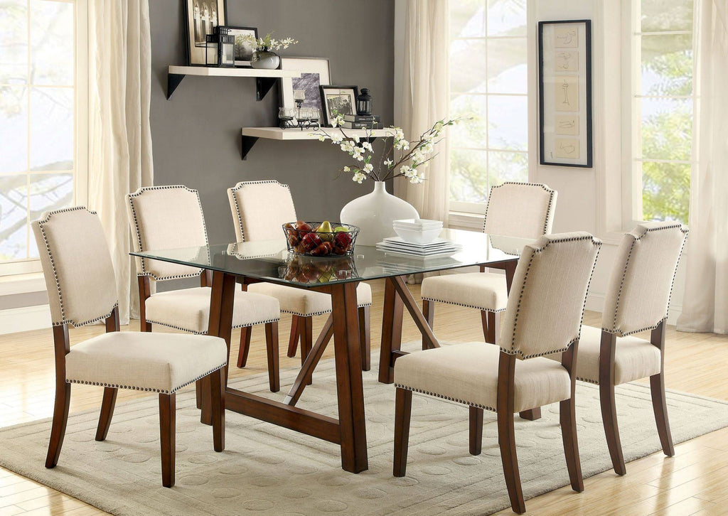 Brown Cherry and Ivory Side Chair Set of 2 C707