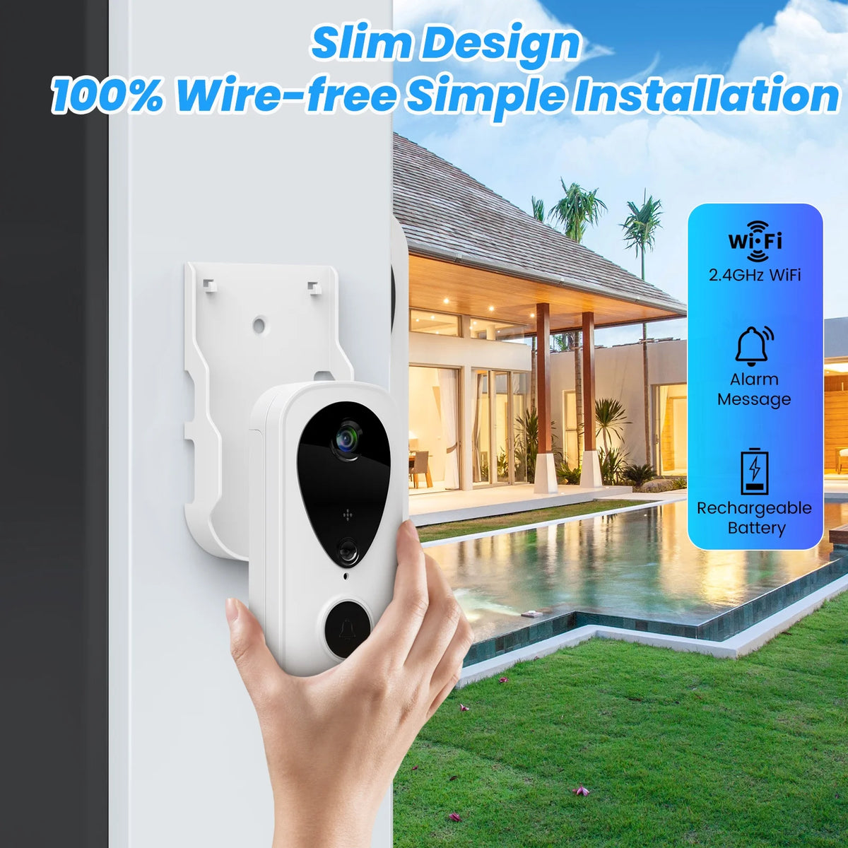 Wireless Video Doorbell with Chime, 2 Way Audio, Night Vision K867