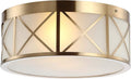 15 Drum Metal/Glass Flush Mount, Brass Gold J513