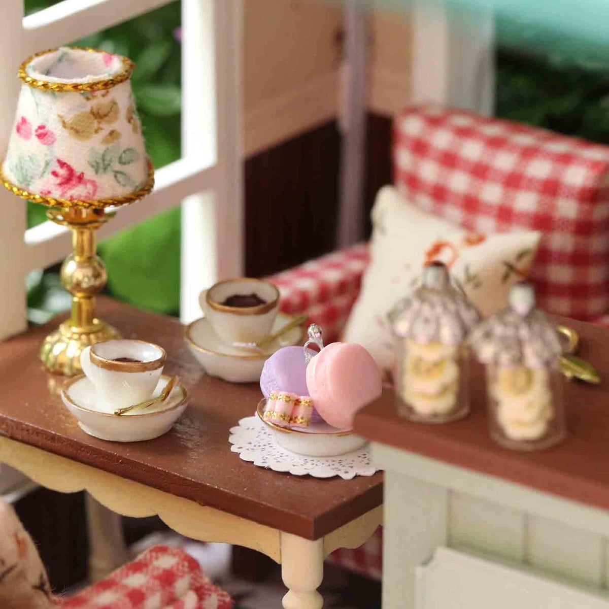Paris Coffee & Cake Shop Wooden Dollhouse Miniatures DIY Kit with Led Light and Dust Cover Z777194