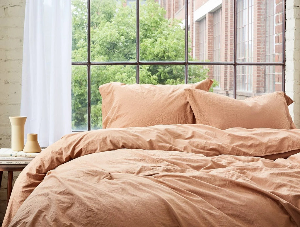 Organic Crinkled Percale Twin Duvet Cover Undyed P61396