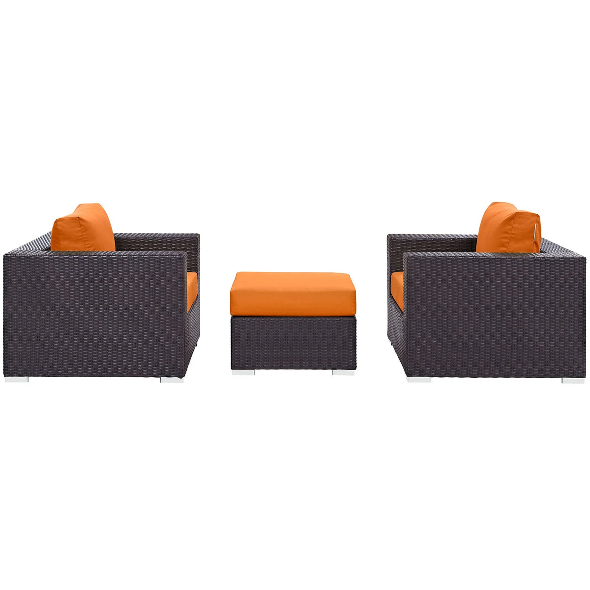 3 Piece Outdoor Patio Sofa Set in Espresso Orange Q877295