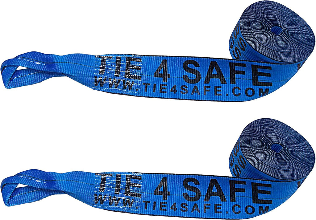 4" x 30' Heavy Duty Twisted Sewn Loop Winch Strap Tie Down (Black, 8 - Pack) P930