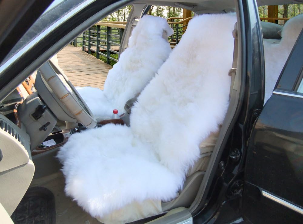 Genuine Australia Lambskin Long Wool Front Seat Cover Universal Size Grey Tips 1 Piece Pack of 2 P412