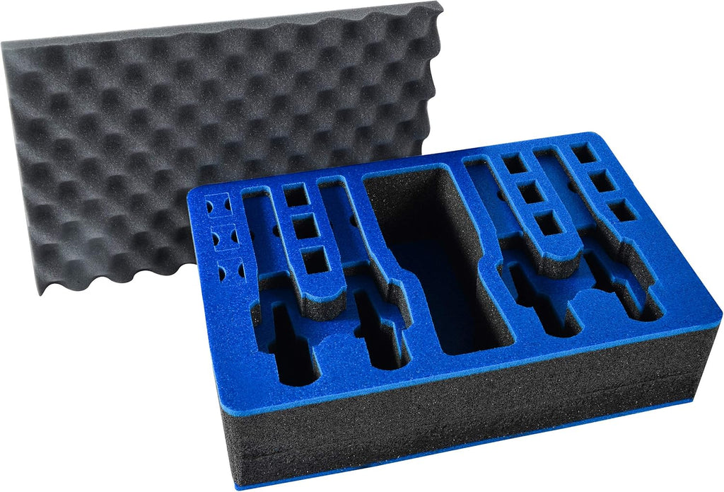 Pistol & Magazine Storage Foam Insert for Pelican P-1500 Case, 2 Piece Set Pre-Cut Polyethylene Foam Base Insert and Lid Liner X843