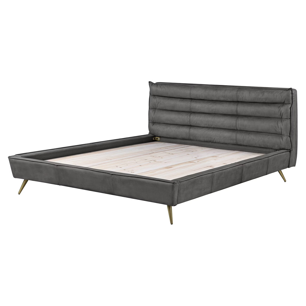 Queen Bed in Gray Top Grain Leather R638
