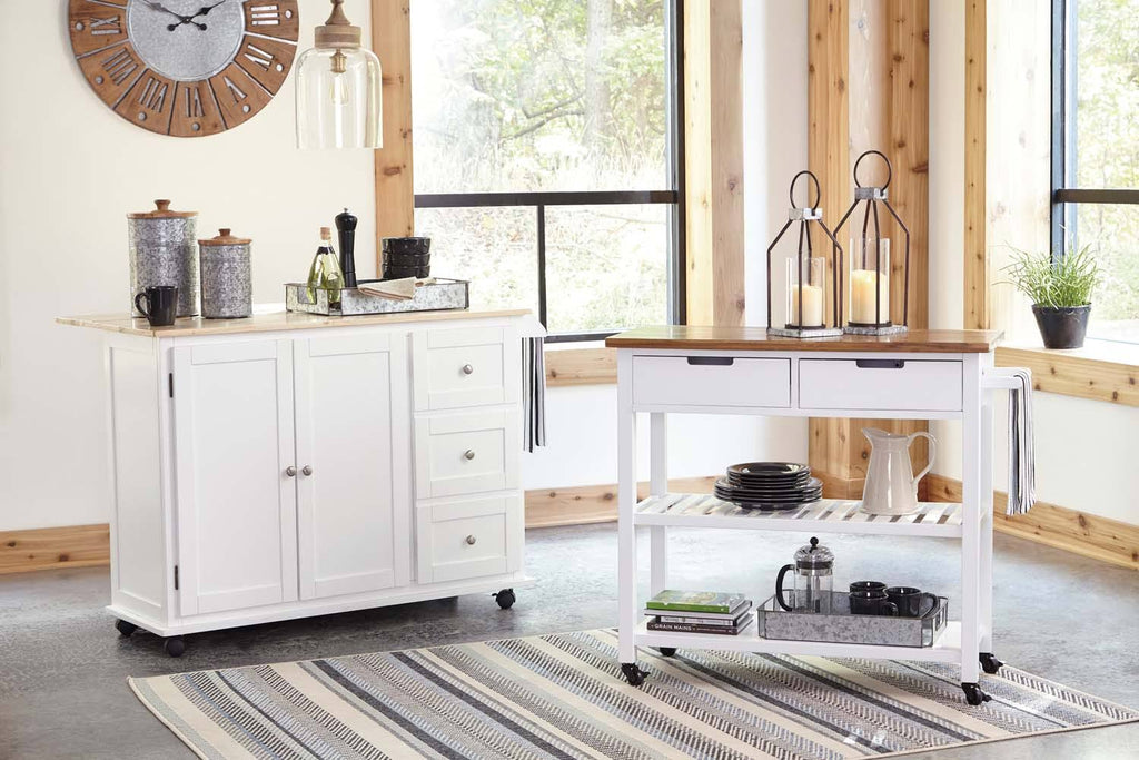 White/Light Brown Kitchen Cart H62558