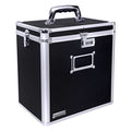 Locking Vinyl Record Storage Box 50 Album Holder Black S9425