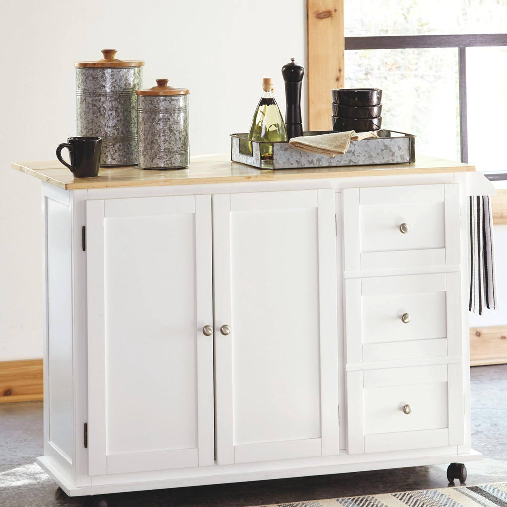 White/Light Brown Kitchen Cart H62558