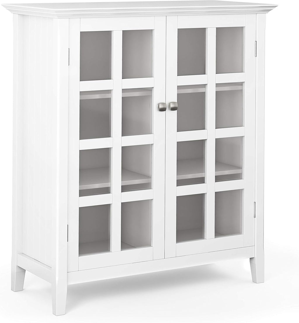 Solid Wood 39 inch Wide Storage Cabinet in Black with 2 Tempered Glass Doors and 4 Adjustable Shelves A77850