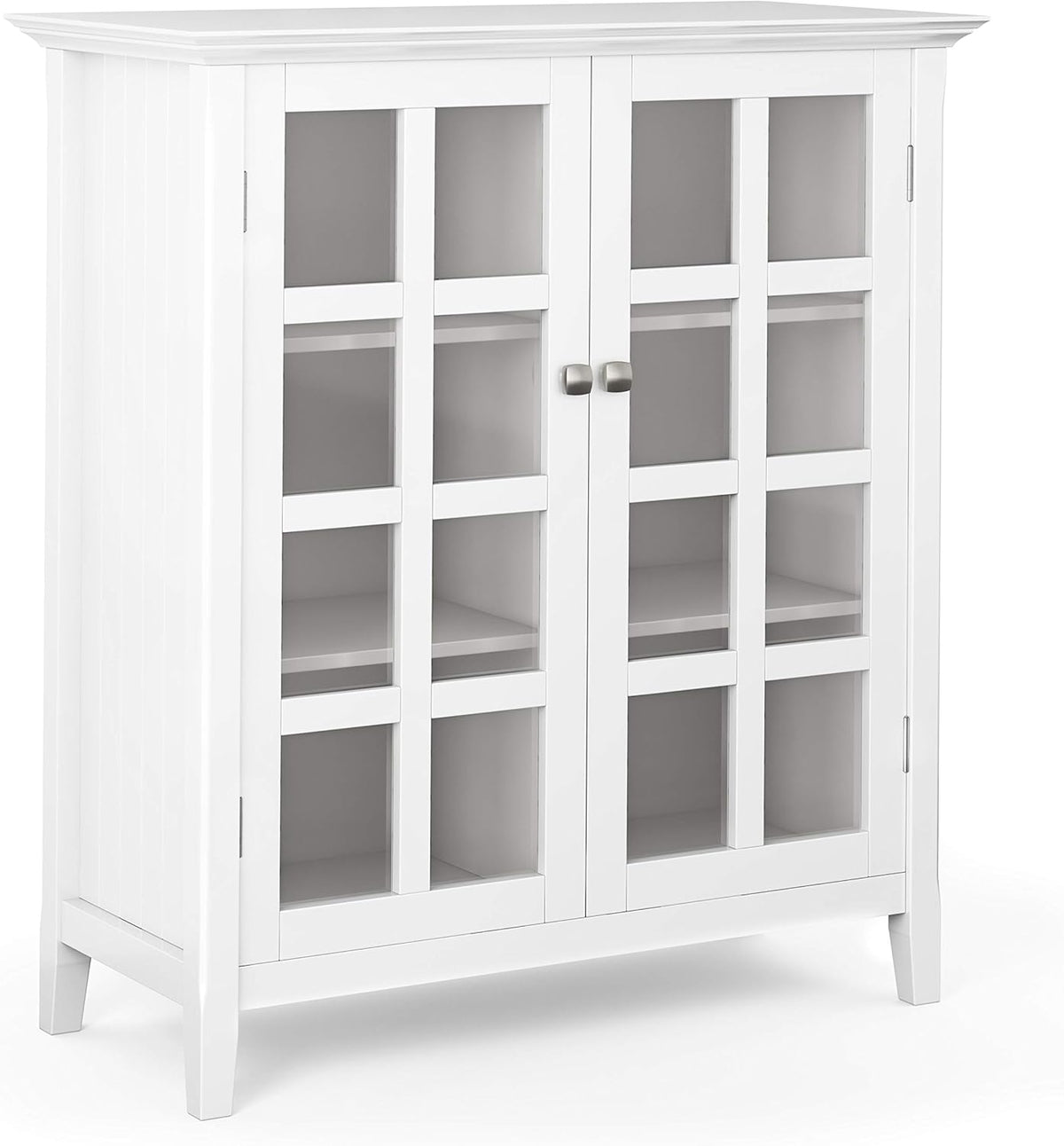 Solid Wood 39 inch Wide Storage Cabinet in Black with 2 Tempered Glass Doors and 4 Adjustable Shelves A77850