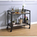 Rustic Oak & Charcoal Wood Serving Cart S702