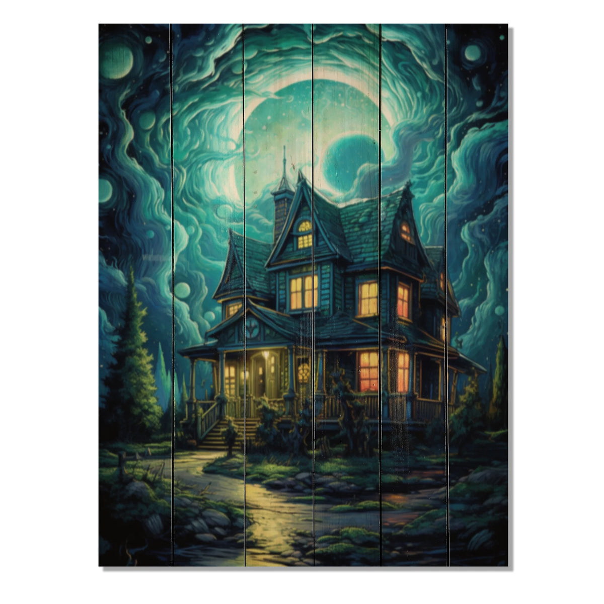 Castles Print on Natural Pine Wood A469