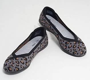 Grey Leopard Washable Knit Slip-Ons I78558