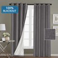 Grey Linen Grommet Top Blackout Curtains, 1 Pair, 52 X 108 Inch J366