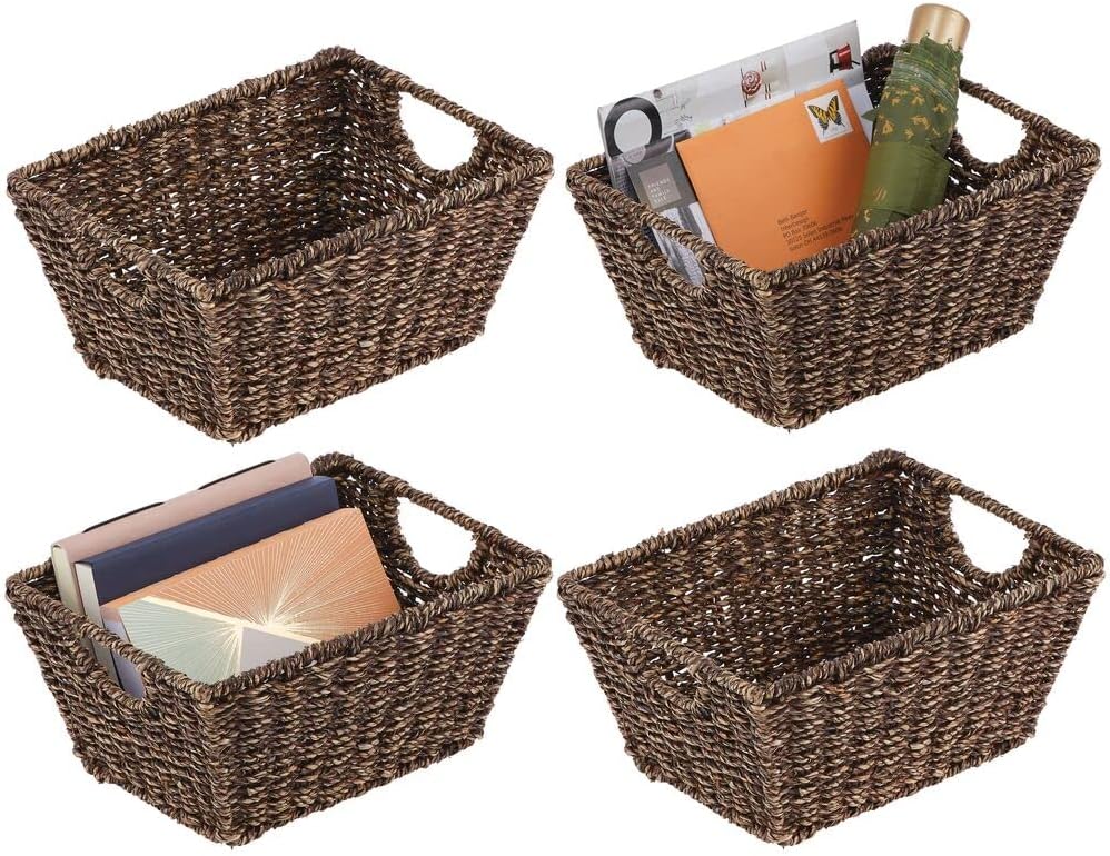 Natural Woven Seagrass Nesting Storage Organizer Basket Bin, 4 Pack V765