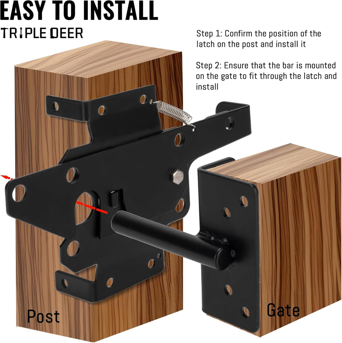 Black Metal Self-Locking Gate Latch M489