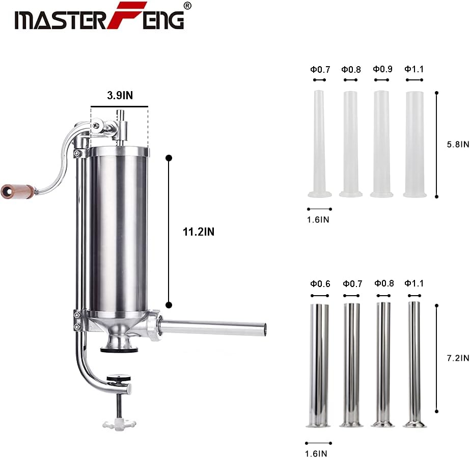 Vertical Stainless Steel Sausage Stuffer with 8 Tubes (5LBS/3L) Pack of 2 N89143